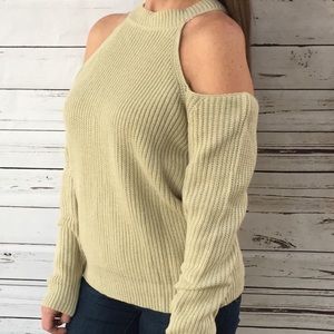 Apricot cold shoulder sweater